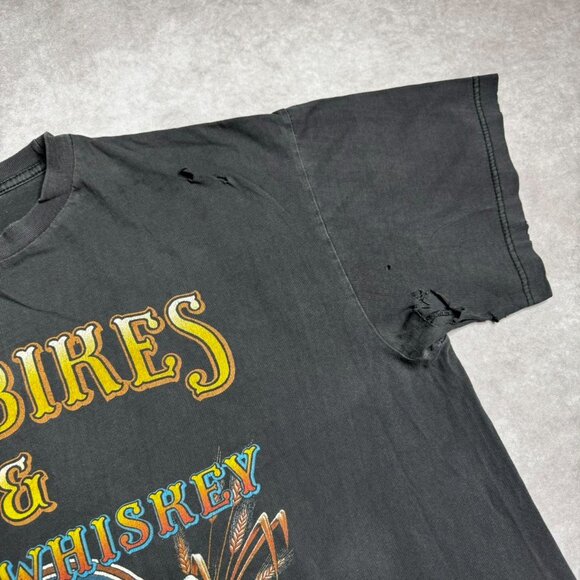 Vintage Black Graphic Tee “Old Bikes & Good Whiskey” - Picture 2 of 7